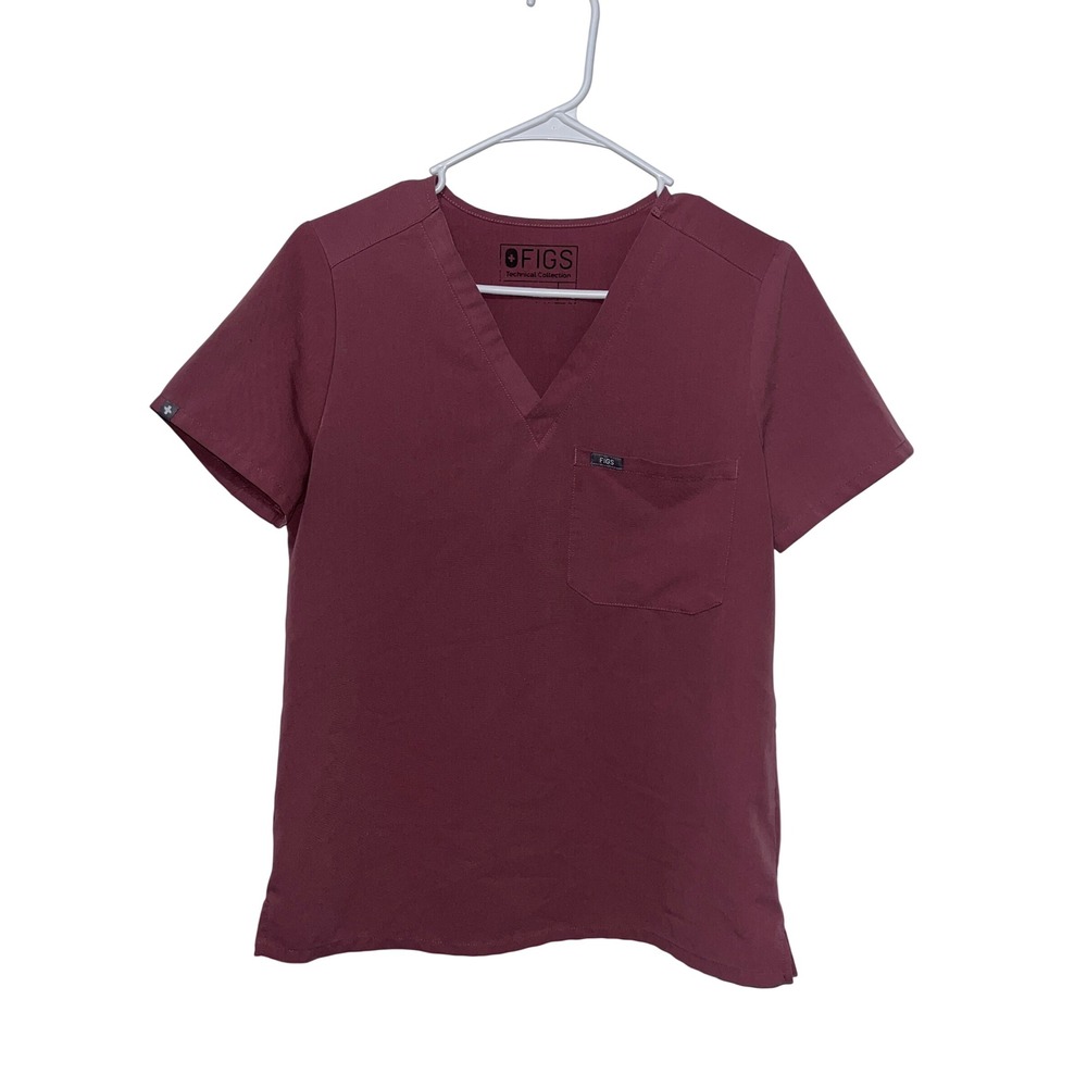 Figs Scrub Top Women Small Mauve Excellent V-Neck Short Sleeve Pocket FW1000